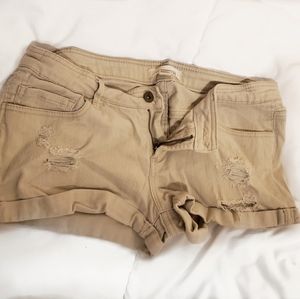 AE Ripped Khaki Denim Shorts Size 8